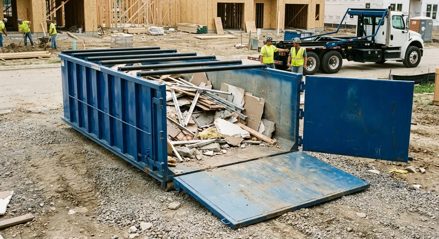 Dumpster with walk-in loading door in Brooklyn Park, MN